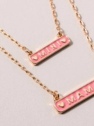 Mama And Mini Necklace Set - Pink