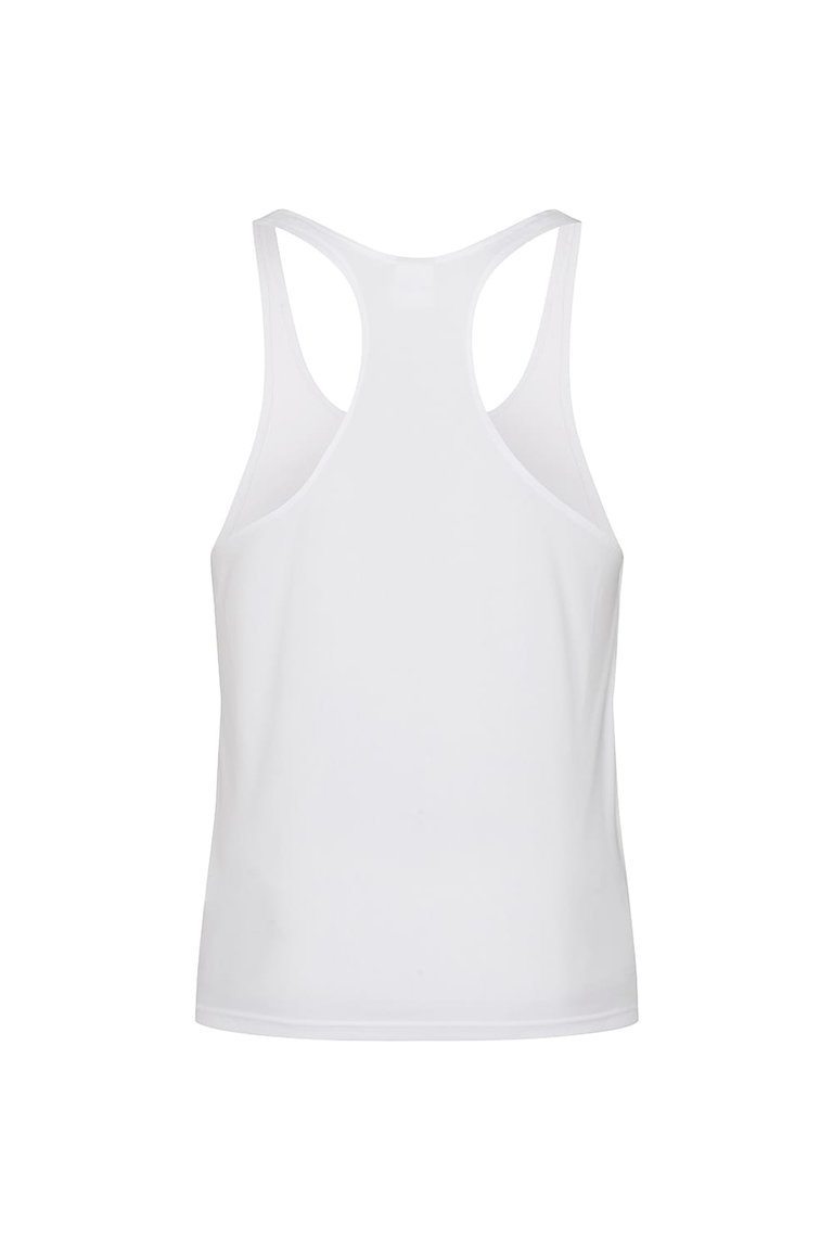 AWDis Just Cool Mens Plain Muscle Sports/Gym Vest Top (Arctic White)