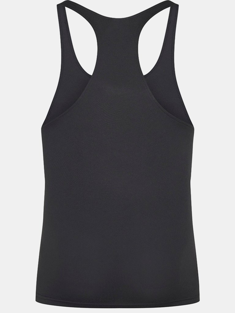AWDis Just Cool Mens Plain Muscle Sports/Gym Vest Top (Jet Black)
