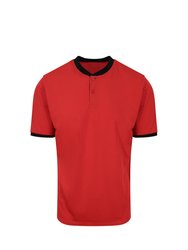 AWDis Just Cool Mens Stand Collar Sports Polo (Fire Red/Jet Black) - Fire Red/Jet Black