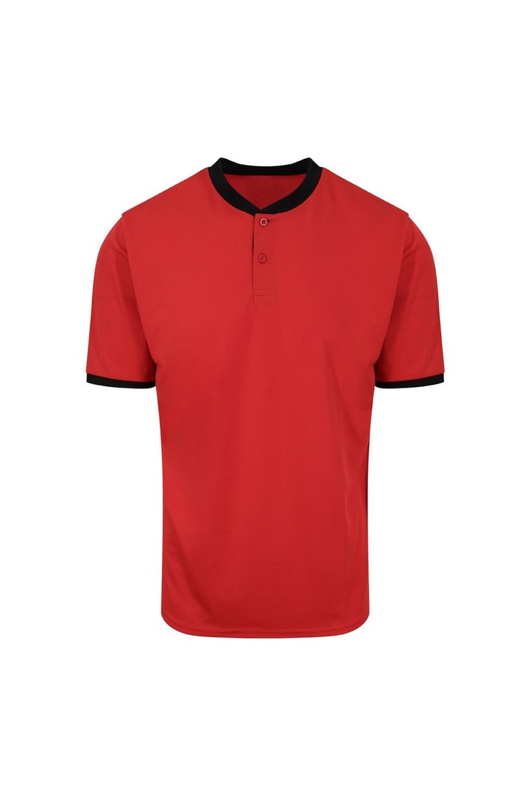 AWDis Just Cool Mens Stand Collar Sports Polo (Fire Red/Jet Black) - Fire Red/Jet Black