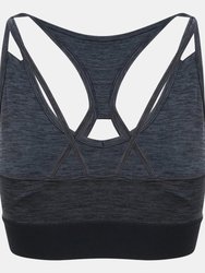 AWDis Just Cool Womens/Ladies Girlie Cross Back Crop Top (Black Slate Melange) - Black Slate Melange