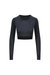 AWDis Just Cool Womens/Ladies Girlie Long-Sleeve Crop Top (Black Slate Melange) - Black Slate Melange