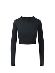 AWDis Just Cool Womens/Ladies Girlie Long-Sleeve Crop Top (Jet Black) - Jet Black