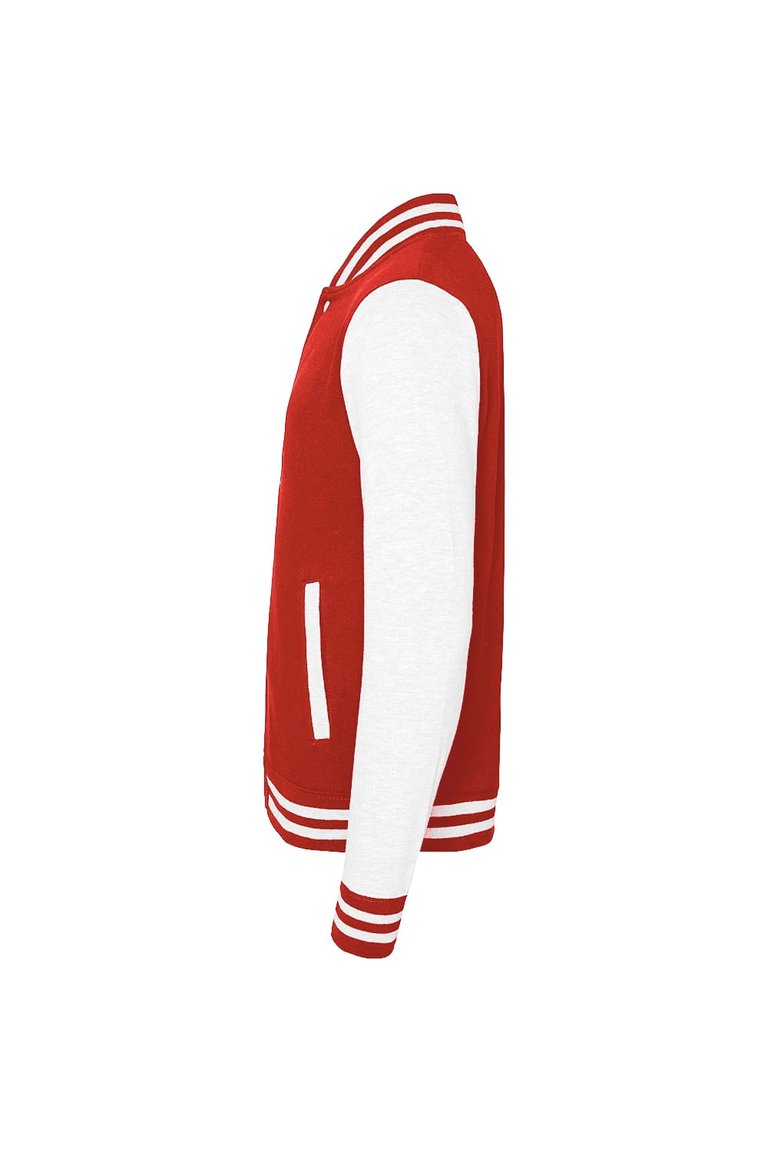 AWDis Unisex Varsity Jacket - Fire Red / White, L