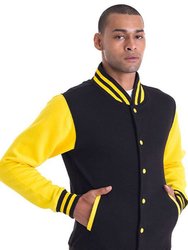 Awdis Unisex Varsity Jacket (Jet Black/ Sun Yellow)