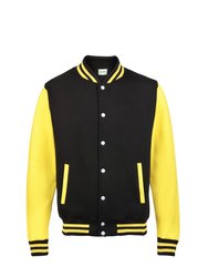 Awdis Unisex Varsity Jacket (Jet Black/ Sun Yellow) - Jet Black/ Sun Yellow