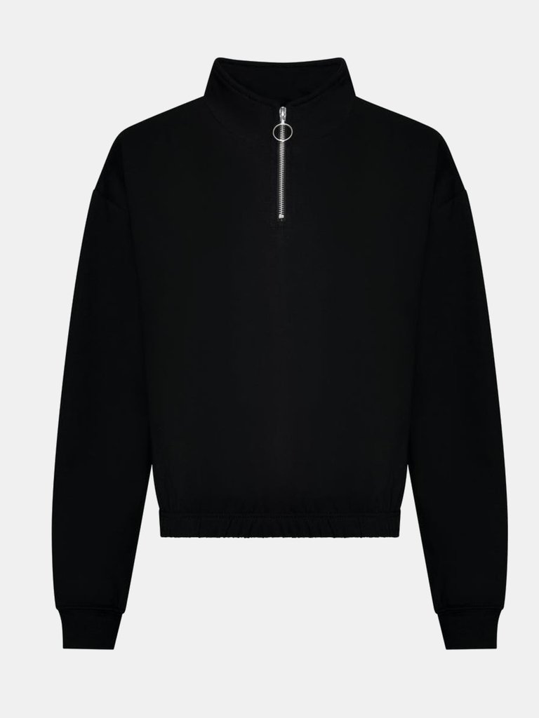 Awdis Womens/Ladies Just Hoods Crop Sweatshirt - Deep Black