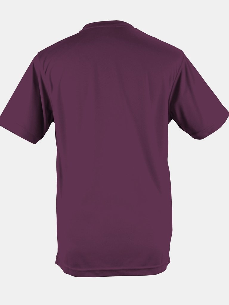 Just Cool Mens Performance Plain T-Shirt (Plum)