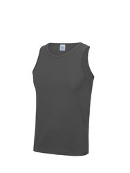 Just Cool Mens Sports Gym Plain Tank/Vest Top - Charcoal - Charcoal