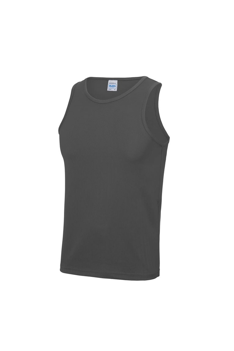 Just Cool Mens Sports Gym Plain Tank/Vest Top - Charcoal - Charcoal