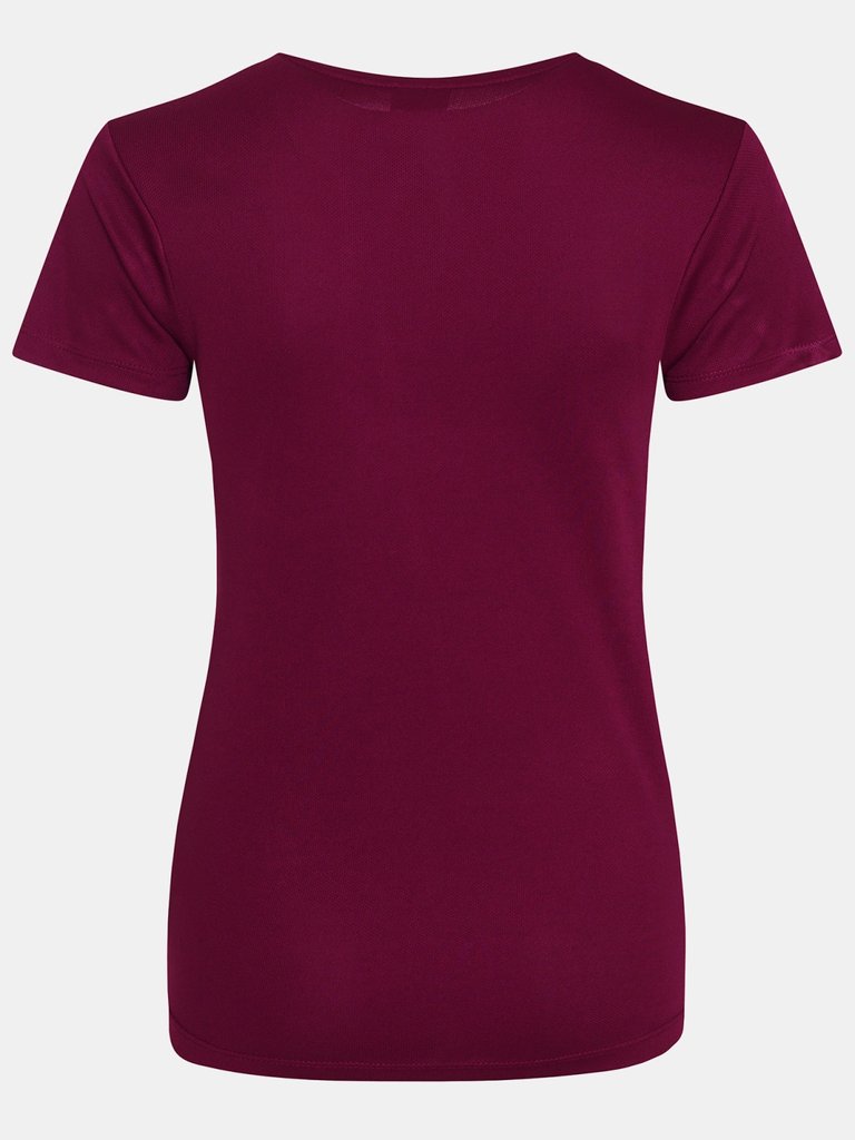 Just Cool Womens/Ladies Sports Plain T-Shirt (Burgundy)