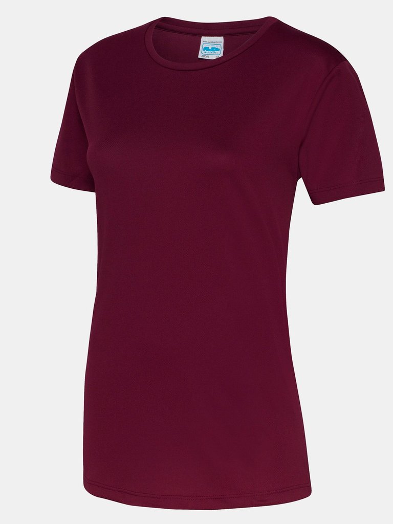 Just Cool Womens/Ladies Sports Plain T-Shirt (Burgundy) - Burgundy