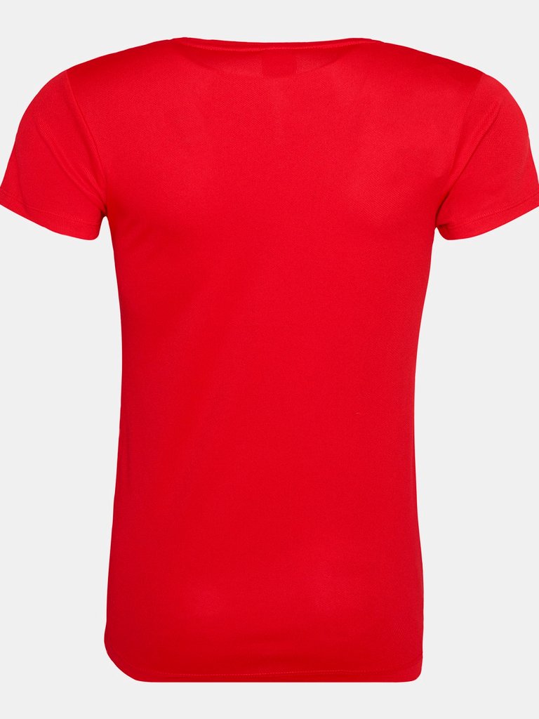 Just Cool Womens/Ladies Sports Plain T-Shirt - Fire Red