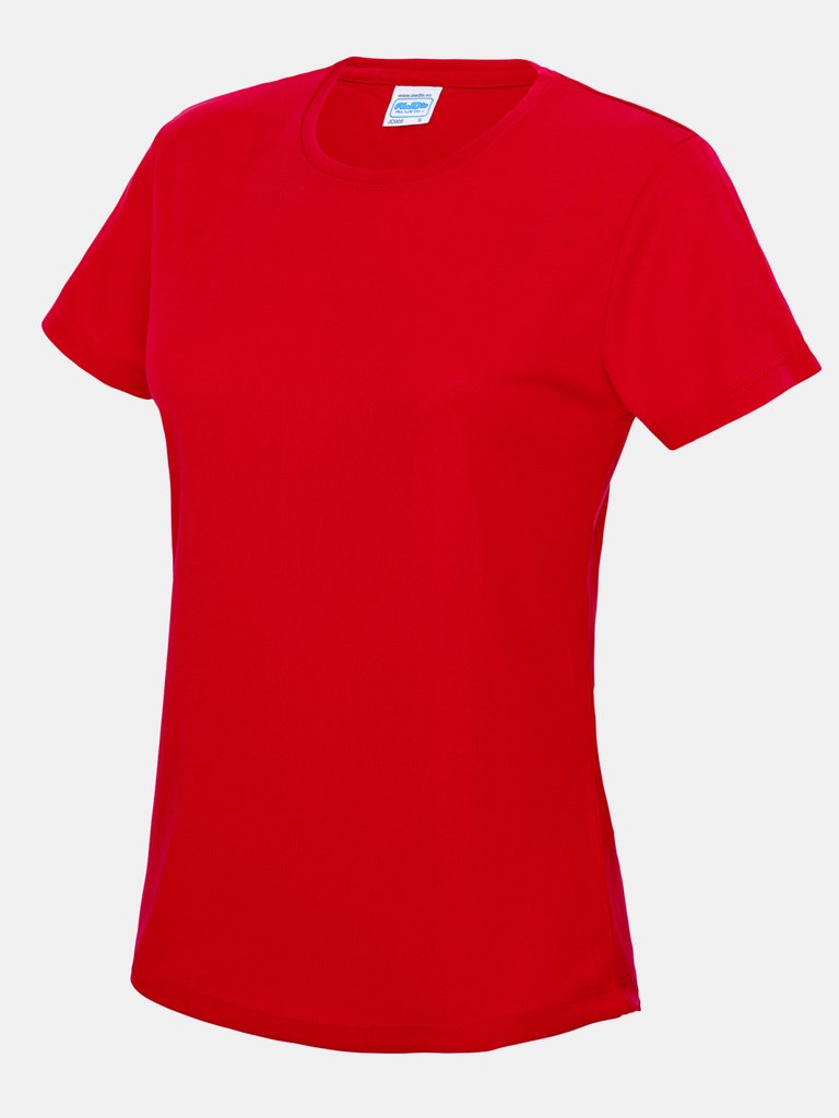 Just Cool Womens/Ladies Sports Plain T-Shirt - Fire Red - Fire Red
