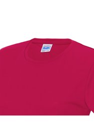 Just Cool Womens/Ladies Sports Plain T-Shirt - Hot Pink