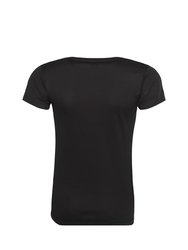 Just Cool Womens/Ladies Sports Plain T-Shirt (Jet Black)