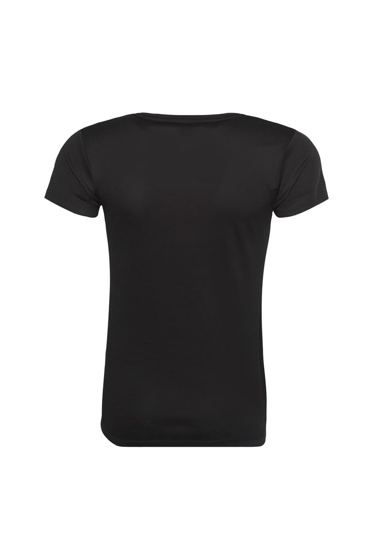 Just Cool Womens/Ladies Sports Plain T-Shirt (Jet Black)