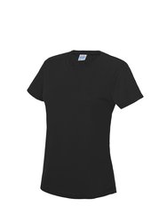 Just Cool Womens/Ladies Sports Plain T-Shirt (Jet Black) - Jet Black