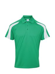 Mens Short Sleeve Contrast Panel Polo Shirt - Kelly Green/Arctic White - Kelly Green/Arctic White