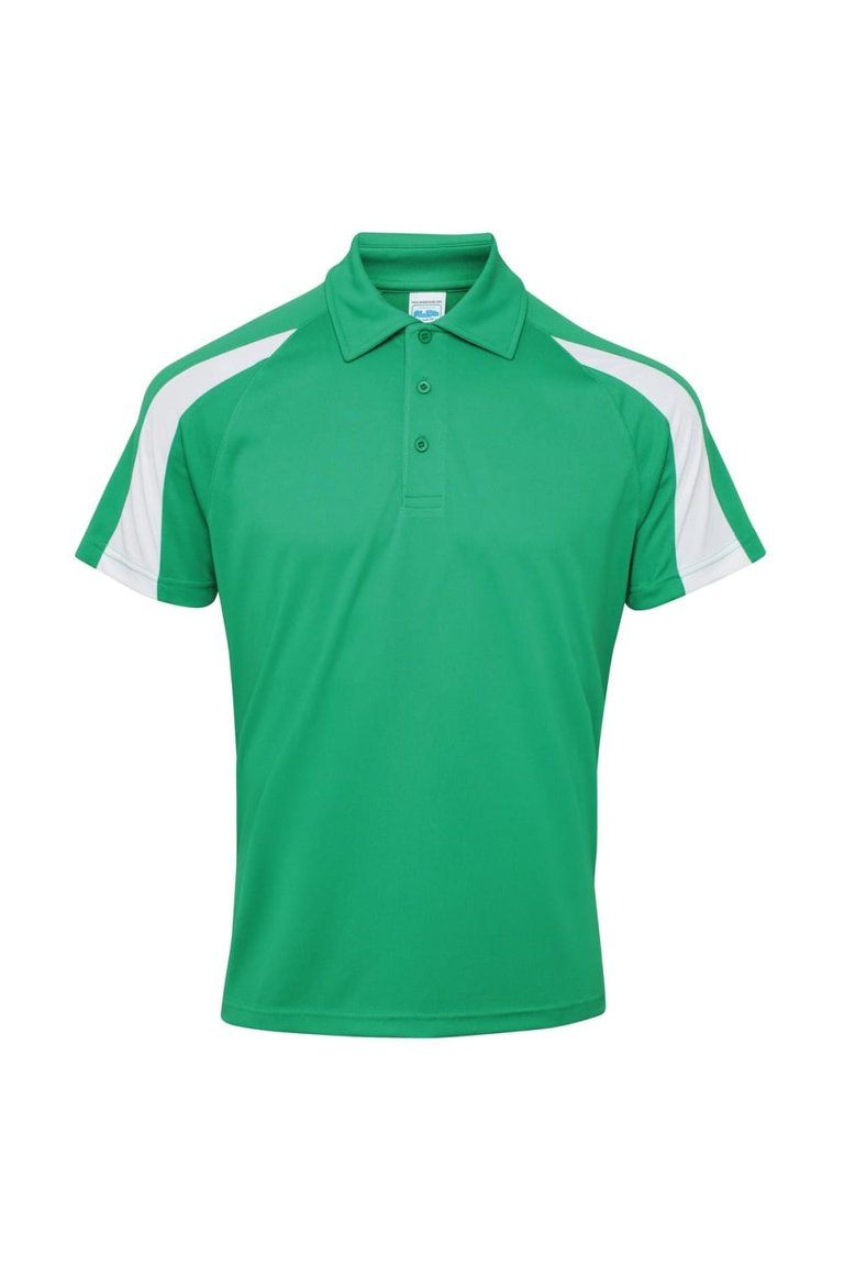 Mens Short Sleeve Contrast Panel Polo Shirt - Kelly Green/Arctic White - Kelly Green/Arctic White