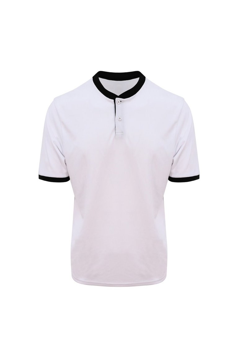 Mens Stand Collar Sports Polo - Arctic White/Jet Black - Arctic White/Jet Black