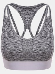 Womens/Ladies Girlie Cross Back Crop Top - Gray Melange