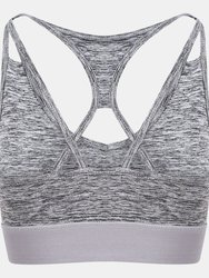 Womens/Ladies Girlie Cross Back Crop Top - Gray Melange - Gray Melange