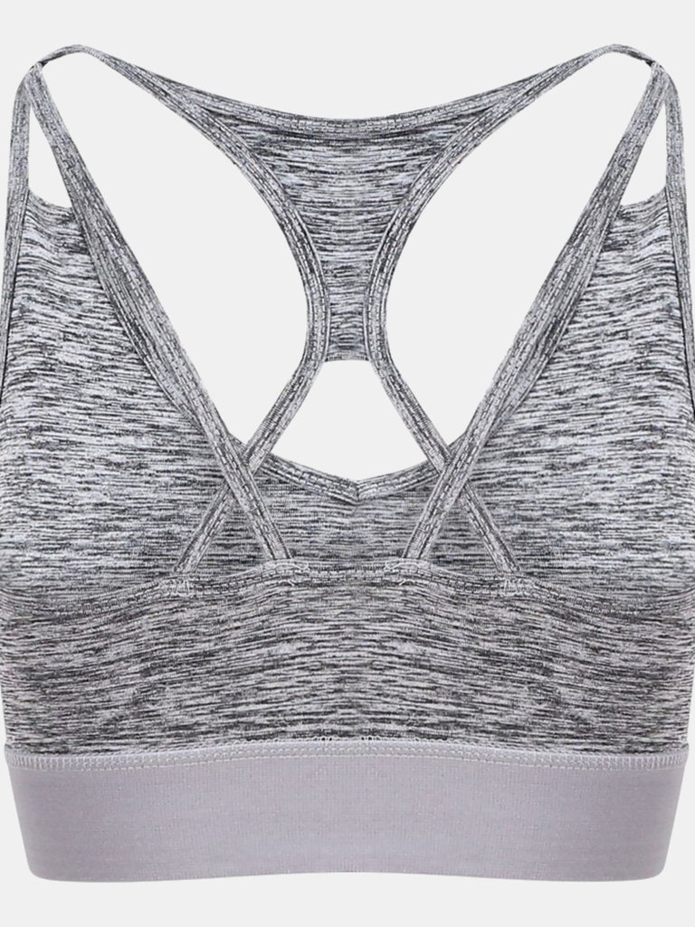 Womens/Ladies Girlie Cross Back Crop Top - Gray Melange - Gray Melange