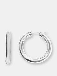 25MM Chubby Hoop Earrings - Silver - Silver