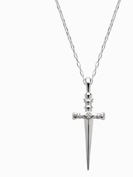 925 Sterling Silver Diamond Sword Necklace - Sterling Silver