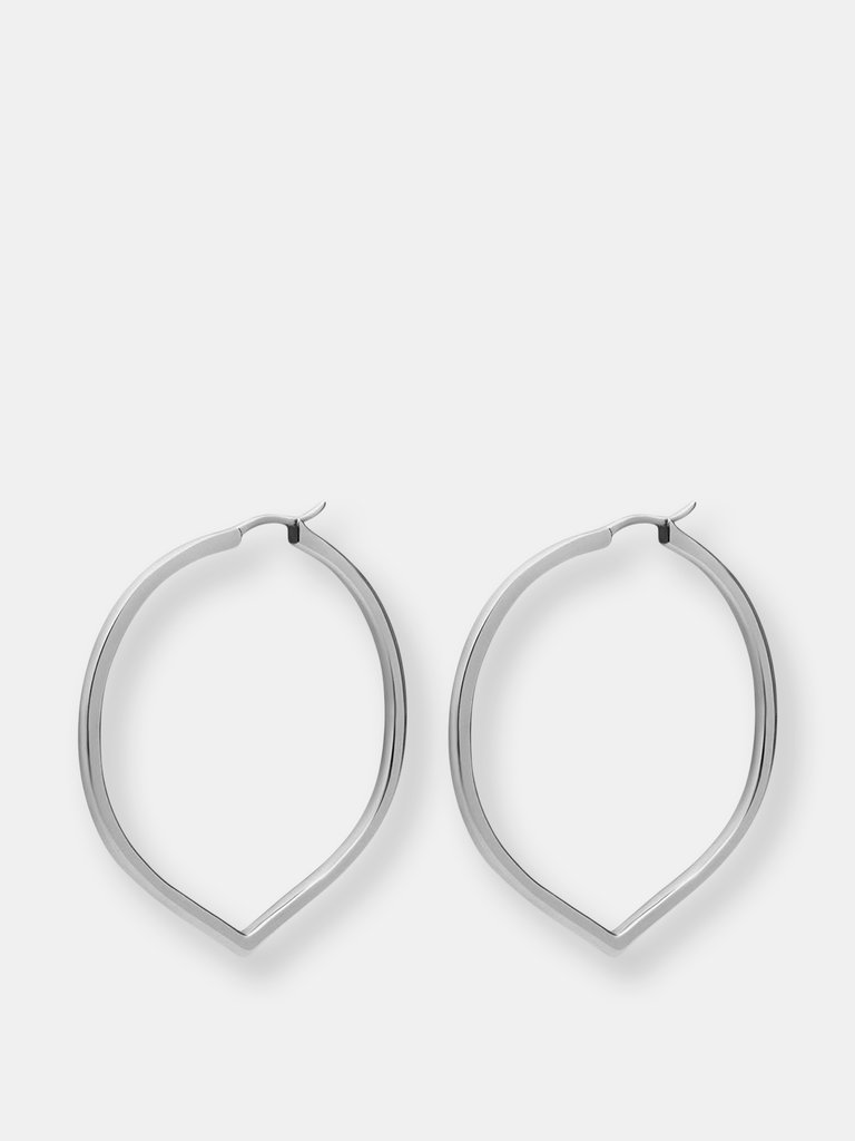 Medium Pointed Hoop Earrings - Silver - Silver