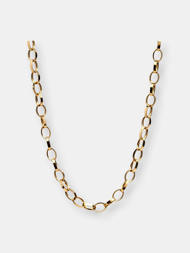 Oval Cable Link Necklace - Gold