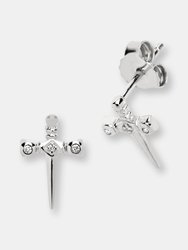 Sword Stud Earring - Silver - Silver