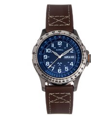 Axwell Blazer Leather Strap Watch - Brown/Navy