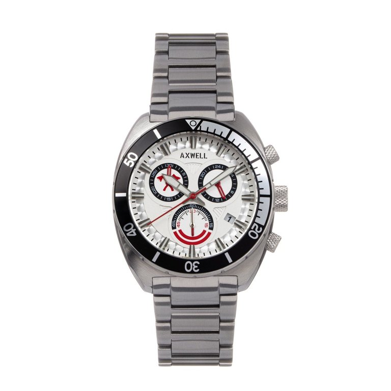 Axwell Minister Chronograph Bracelet Watch w/Date - White/Black