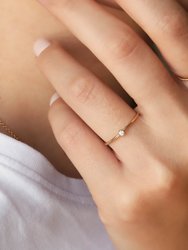 Dainty Solitaire Ring - 14K Gold