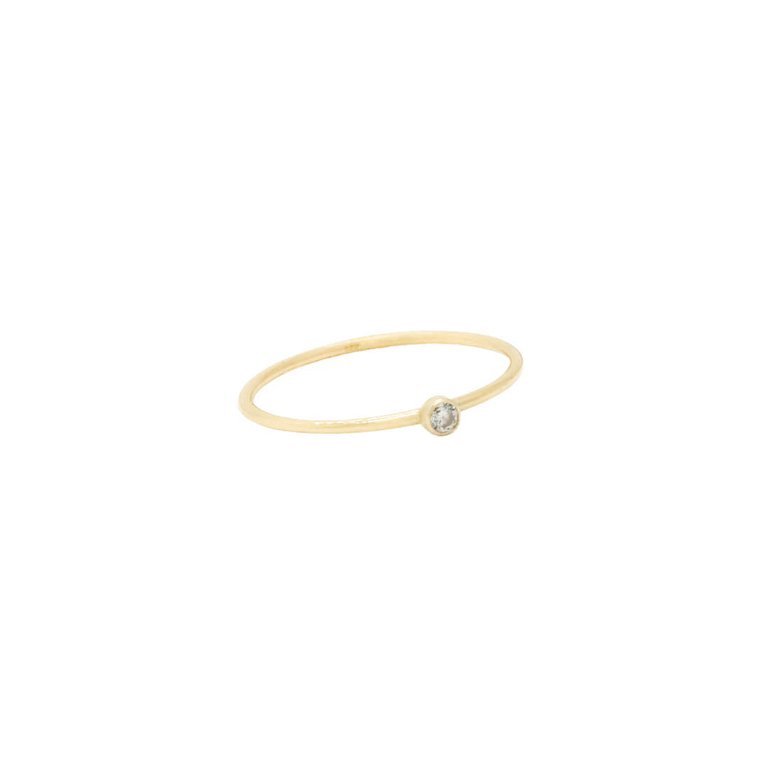 Dainty Solitaire Ring - 14K Gold - Gold