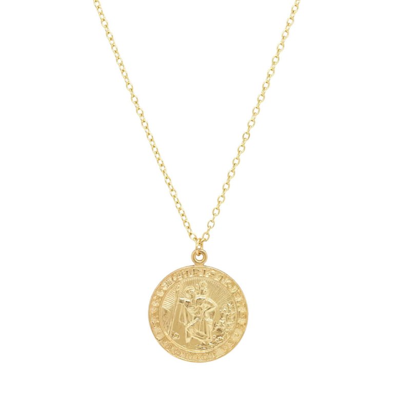 Saint Christopher Necklace - Large - Gold