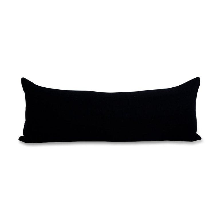 Bogota Lumbar Pillow Large - Black with Ivory Stripes