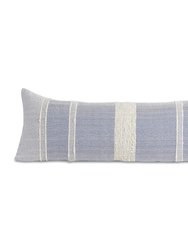 Bogota Lumbar Pillow Large - Blue with Ivory Stripes - Blue With Ivory Stripes