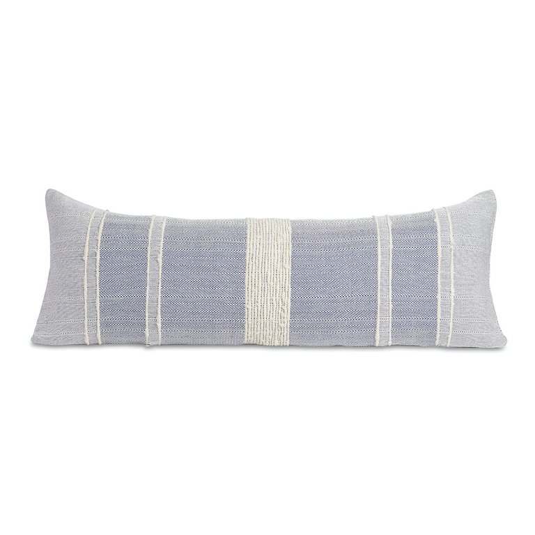 Bogota Lumbar Pillow Large - Blue with Ivory Stripes - Blue With Ivory Stripes