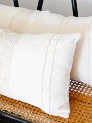 Bogota Lumbar Pillow Large - Ivory With Ivory Stripes