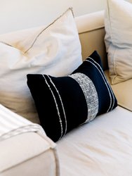 Bogota Lumbar Pillow Small - Black With Ivory Stripes