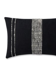 Bogota Lumbar Pillow Small - Black With Ivory Stripes - Black With Ivory Stripes