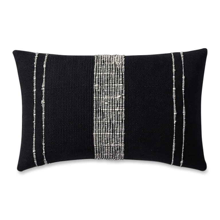Bogota Lumbar Pillow Small - Black With Ivory Stripes - Black With Ivory Stripes
