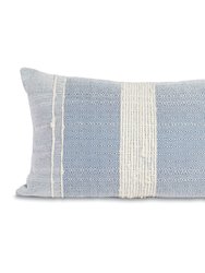 Bogota Lumbar Pillow Small - Blue With Ivory Stripes - Blue With Ivory Stripes