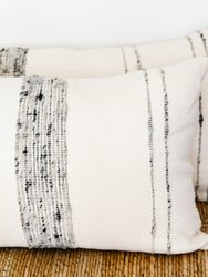 Bogota Lumbar Pillow Small - Ivory With Grey Stripes