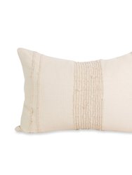 Bogota Lumbar Pillow Small - Ivory With Ivory Stripes - Ivory With Ivory Stripes