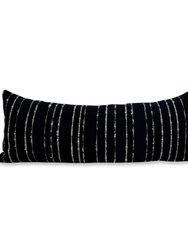 Carmen Lumbar Pillow Large - Black With Grey/Ivory Stripes - Black With Grey/Ivory Stripes